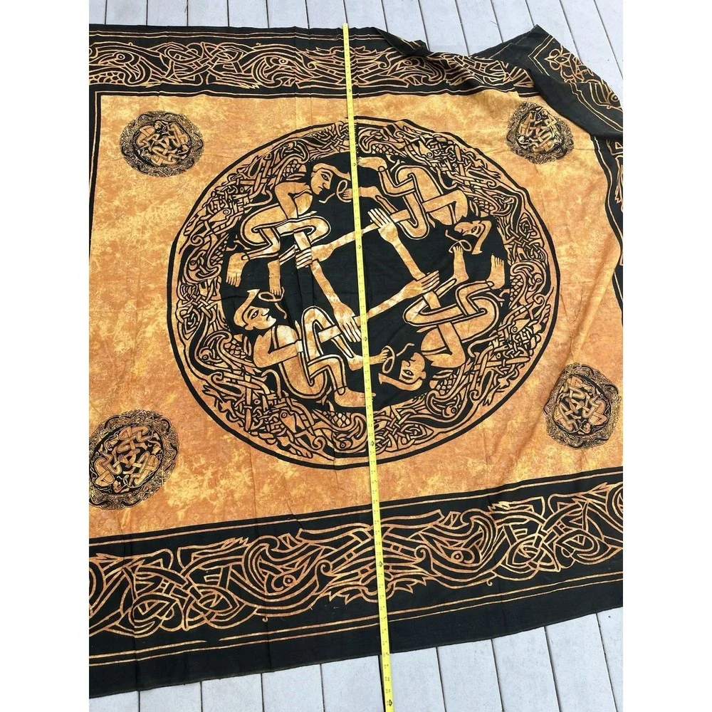 Vintage Tablecloth Wall Art Curtain Endless Knot Celtic Batik Book of Kells